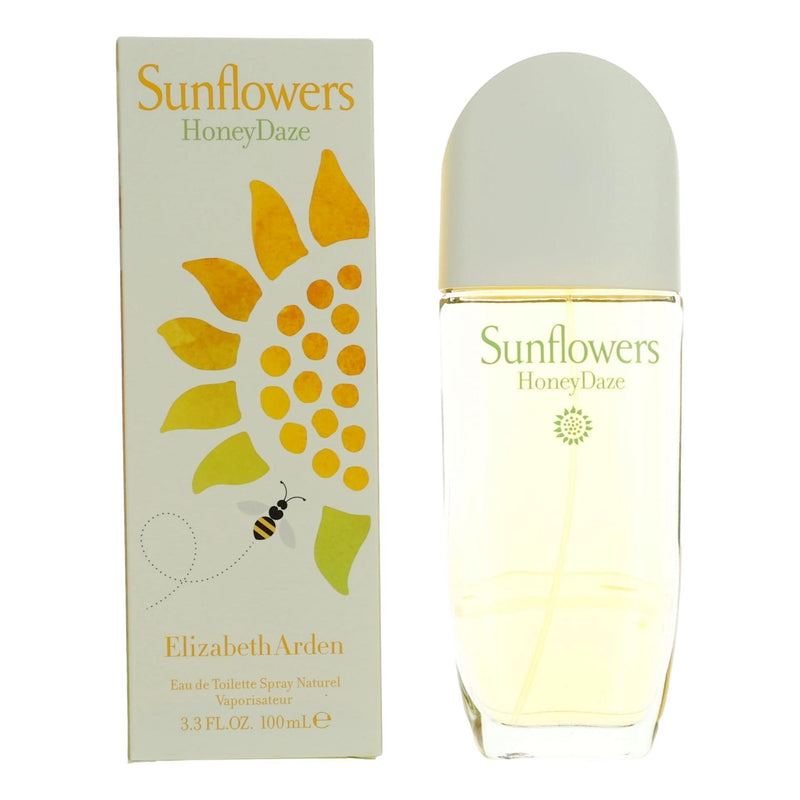 Elizabeth Arden Sunflowers Honey Daze 3.3 oz EDT spray for women with a floral and honey-scented perfume bottle.