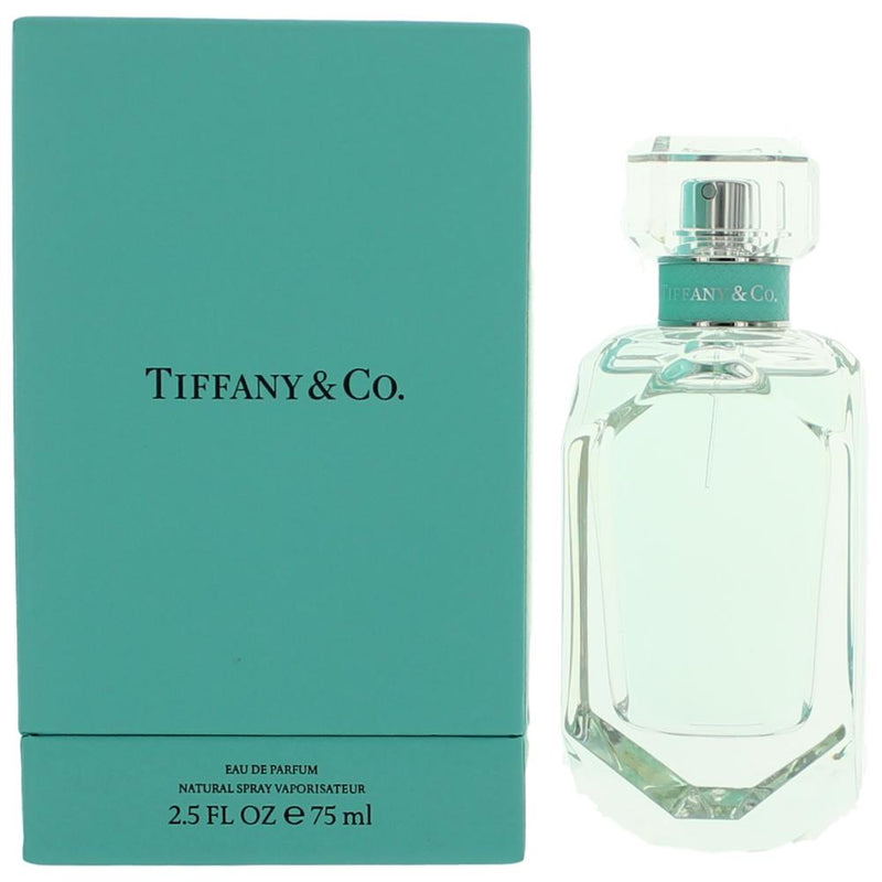 Tiffany by Tiffany 2.5 oz women's Eau de Parfum spray bottle with elegant packaging and silver accents.