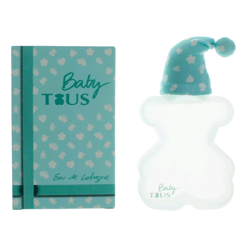 Tous Baby unisex Eau de Cologne bottle, 3.4 oz, with a sleek design and playful packaging for children and adults.