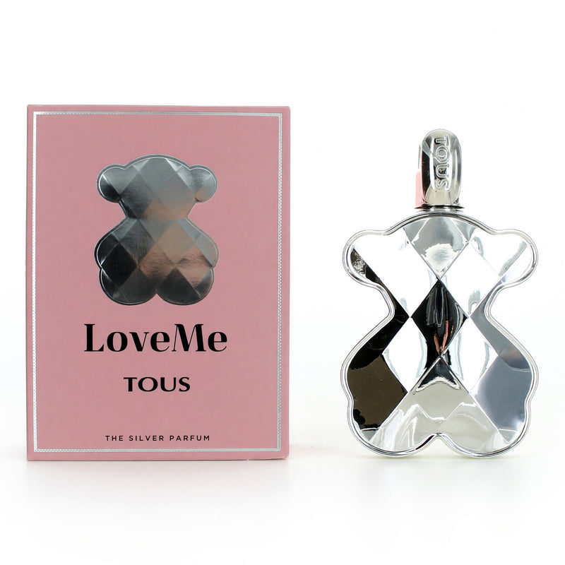 Tous LoveME The Silver Parfum for Women, 3 oz EDP spray, featuring sleek silver bottle and elegant design.