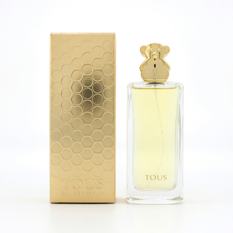 Tous Gold by Tous 3 oz women's EDP spray bottle, elegant gold packaging with sleek design.