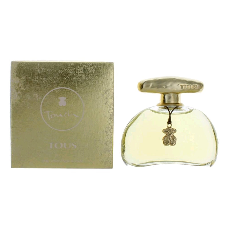 Tous Touch women’s 3.4 oz EDT spray bottle, elegant design and branding, ready for use.
