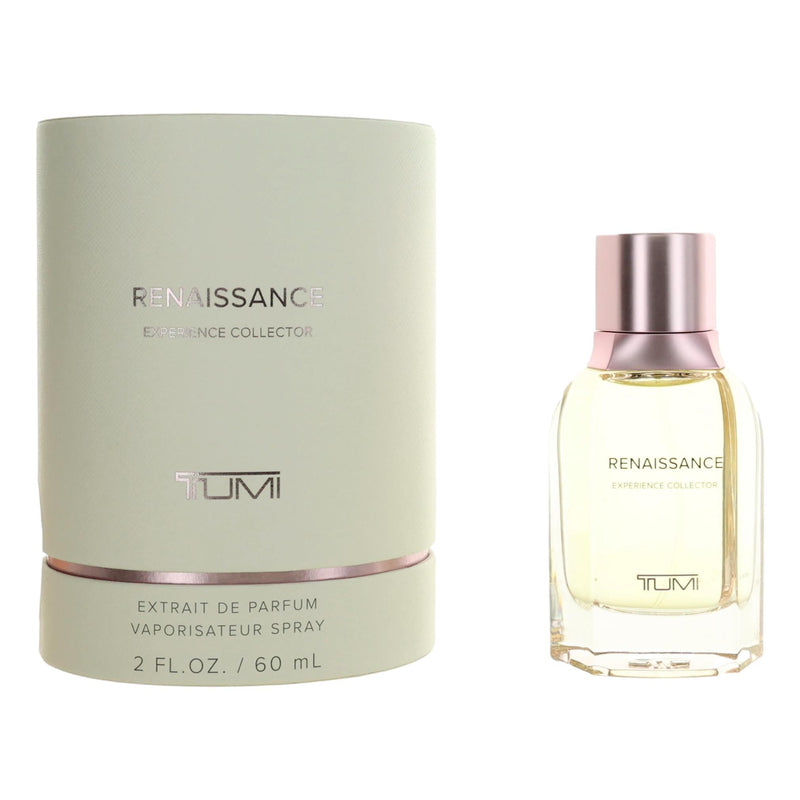 Tumi Renaissance Experience Collector 2oz Extrait de Parfum spray for women, elegant bottle with intricate design