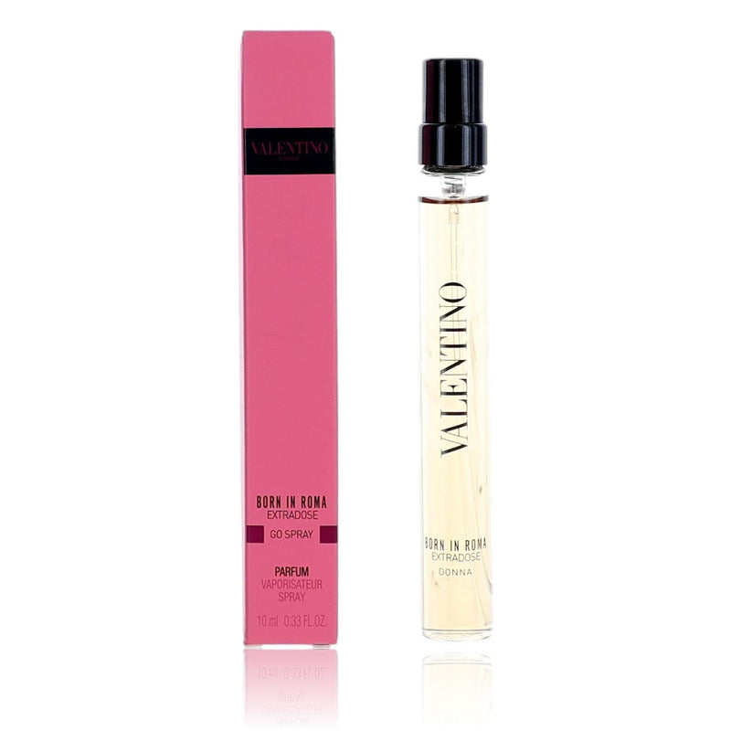 Valentino Donna Born In Roma Extradose 0.33oz perfume travel spray for women, compact and stylish fragrance bottle.