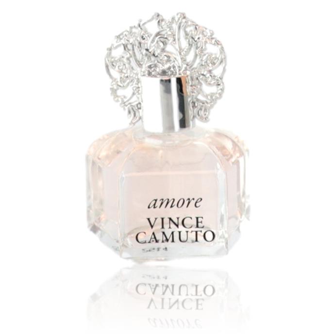 Vince Camuto Amore 0.25 oz unboxed women's Eau de Parfum splash bottle with clear glass and floral accents.