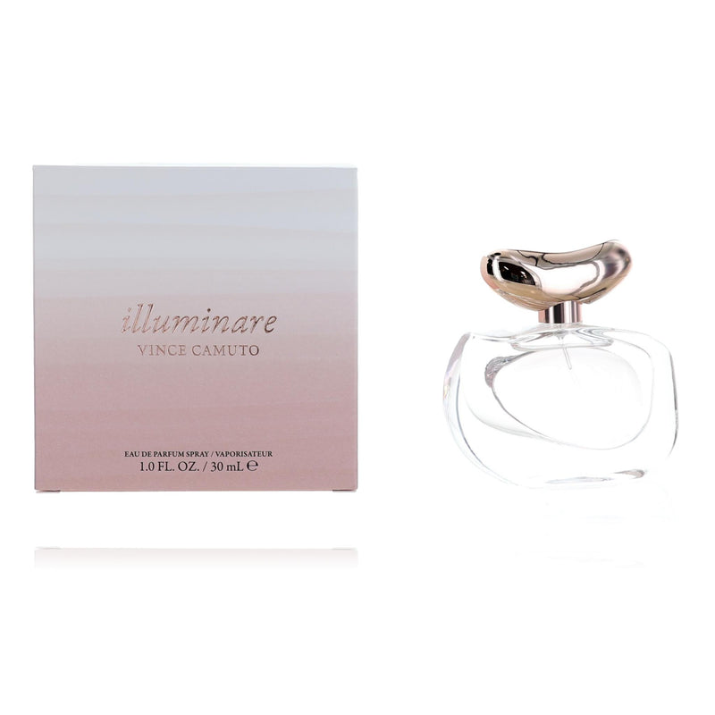 Vince Camuto Illuminare 1 oz women’s Eau de Parfum spray bottle with elegant packaging and floral design.