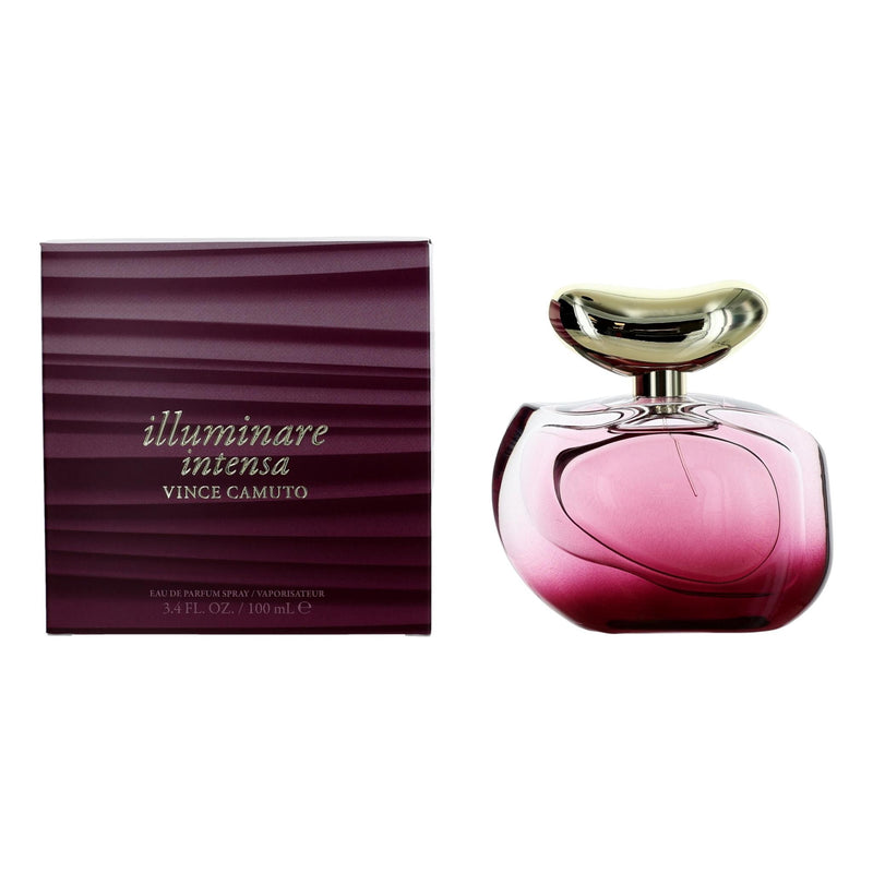 Vince Camuto Illuminare Intensa 3.4 oz women’s EDP spray bottle with elegant packaging and floral design.