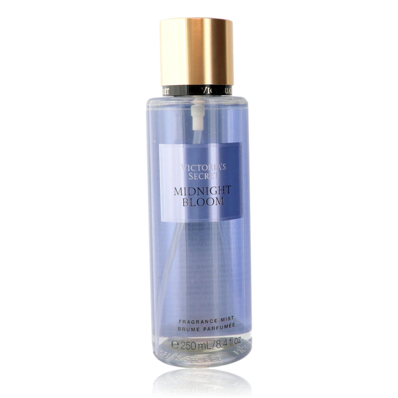 Victoria's Secret Midnight Bloom 8.4 oz fragrance mist for women, featuring floral and fruity scent in a sleek spray bottle.