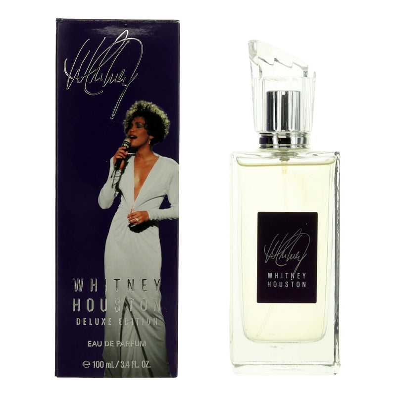 Whitney Houston Deluxe Edition 3.4oz women’s EDP spray bottle, featuring elegant packaging and floral fragrance design.