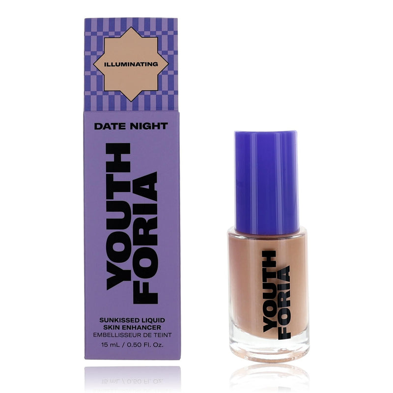 Youthforia Date Night Sunkissed Liquid Skin Enhancer in 0.5oz, illuminating physical makeup for a radiant glow.