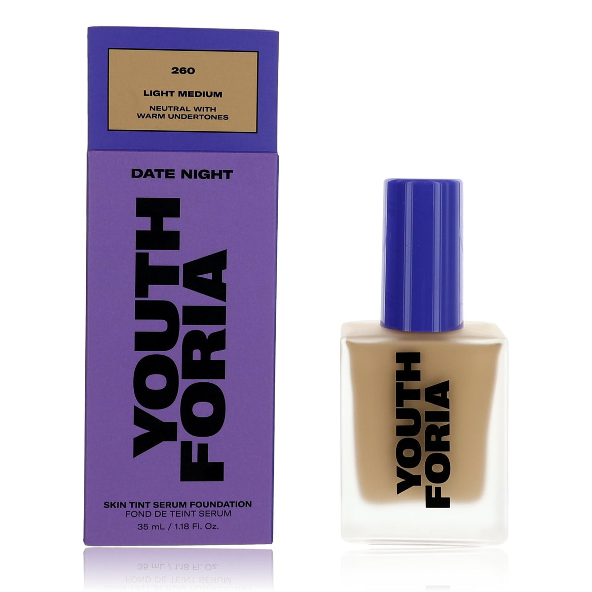 Date Night Youthforia 1.18 oz Skin Tint Serum Foundation- 260 Light Medium - Pertinacia Perfume