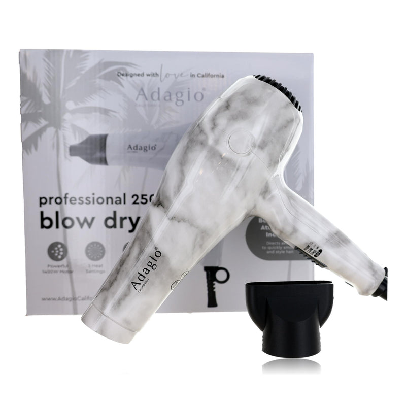 Adagio Professional 2500 Marble Blow Dryer with sleek design, featuring a black and marble finish and professional styling features.