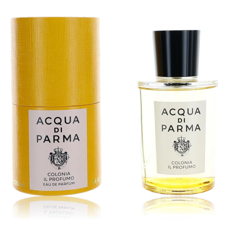 Acqua Di Parma Colonia Il Profumo 3.4oz unisex EDP spray bottle with elegant packaging, showcasing the luxury fragrance design.