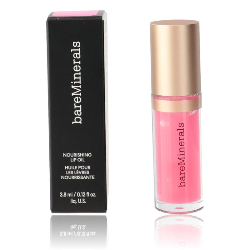 BareMinerals Nourishing Lip Oil in .12oz, featuring a clear, hydrating lip oil with a sleek applicator for smooth, nourished lips.
