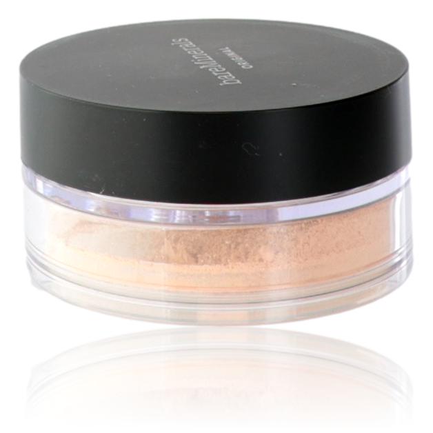 BareMinerals loose powder foundation in Fair 01 with SPF 15, showing the physical mineral makeup in a 0.28oz container.