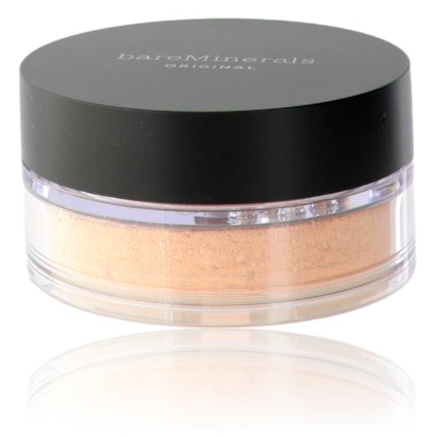 Bare Minerals loose powder foundation in Fairly Light 03 with SPF 15, showing the physical foundation powder in a container.