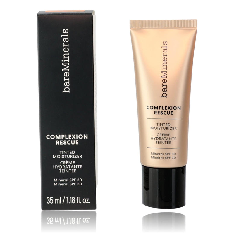 Bare Minerals Complexion Rescue tinted moisturizer SPF 30 in Tan Amber 07, 1.18oz, showing the physical product with a clean design