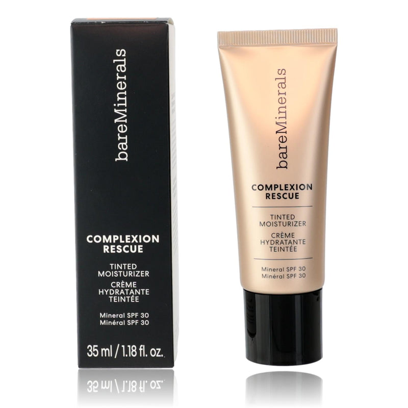 BareMinerals Complexion Rescue tinted moisturizer SPF 30 in Desert 6.5, 1.18oz physical makeup with smooth, natural finish.