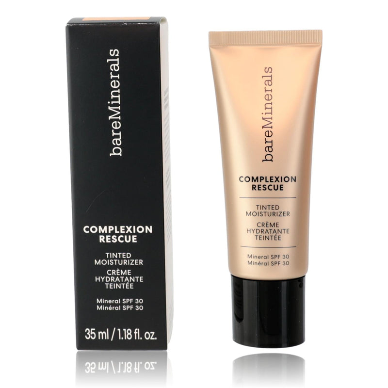 Bare Minerals Complexion Rescue tinted moisturizer in shade Vanilla 02, 1.18oz, with SPF 30, physical formula and lightweight texture.