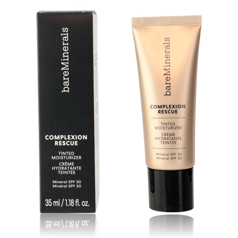 BareMinerals Complexion Rescue tinted moisturizer SPF 30 in Dune 7.5, 1.18oz physical makeup with light coverage and natural finish.
