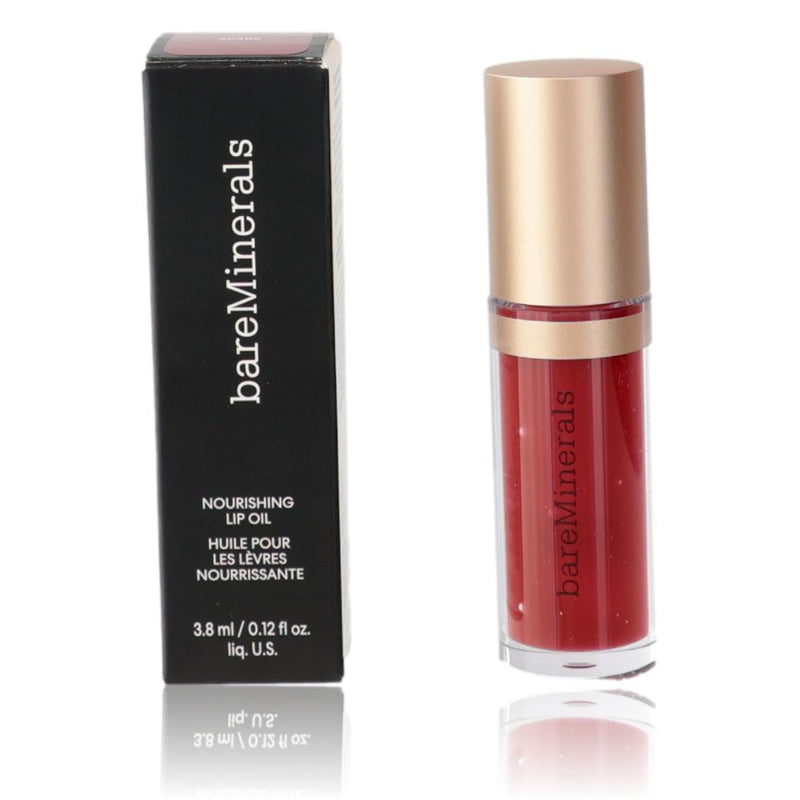 BareMinerals Nourishing Lip Oil in Spark, a physical lip oil product with a clear tube and applicator brush.