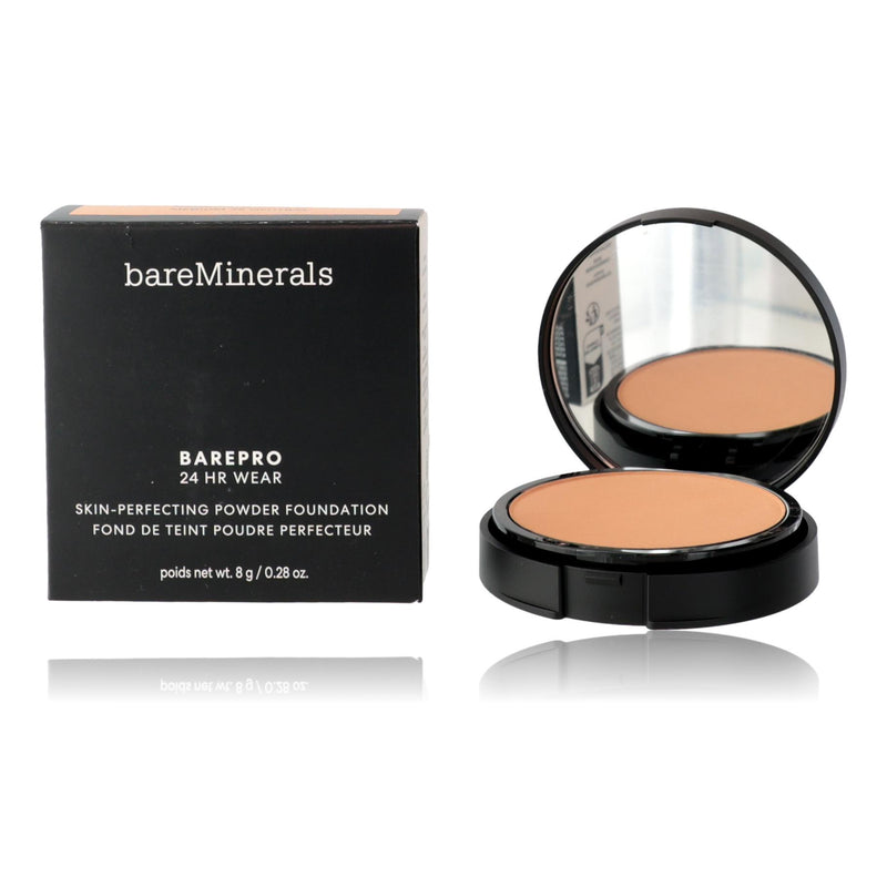 BareMinerals BarePro 24 Hr Wear powder foundation in Medium 35 Neutral, showing the compact with the pressed powder inside.