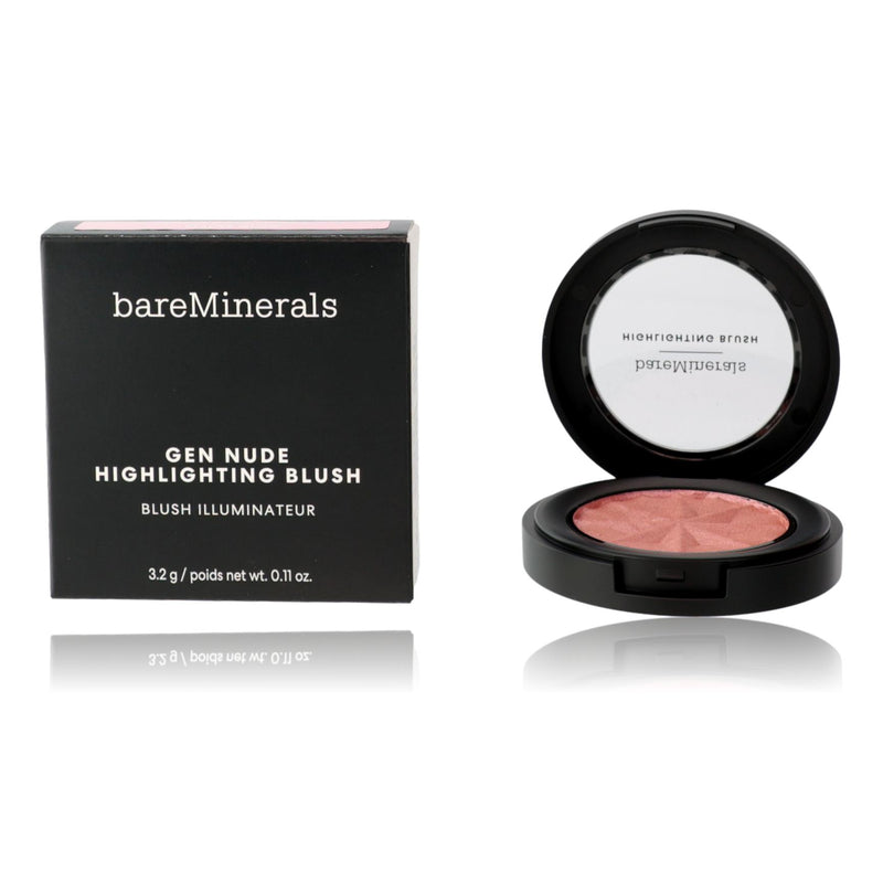 bareMinerals Gen Nude Highlighting Blush in Mauve Glow, a physical blush with a subtle highlighting effect and mauve color.