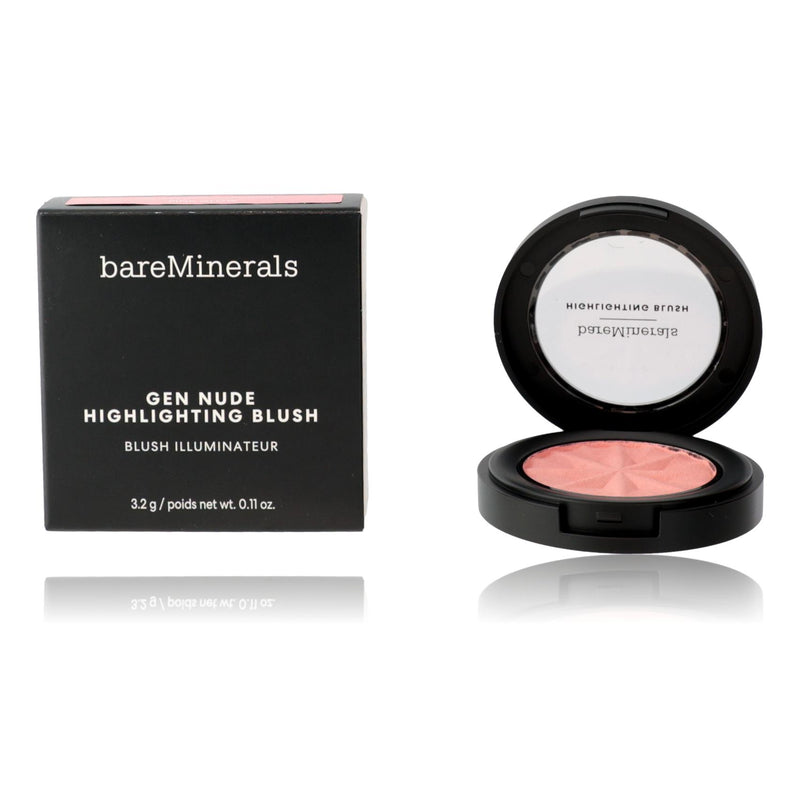 BareMinerals Gen Nude Highlighting Blush in Pink Glow, a physical blush with a luminous pink shade and subtle shimmer.