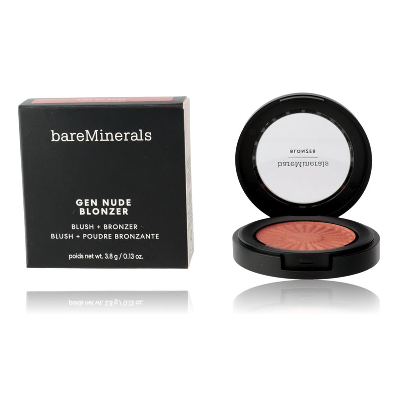 Bare Minerals Gen Nude Blonzer Kiss of Rose in .13oz, a physical blush and bronzer with natural pink and bronze tones.