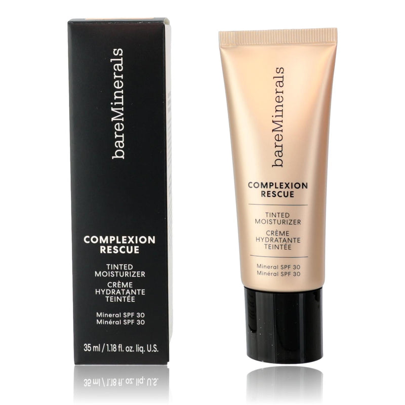 BareMinerals Complexion Rescue tinted moisturizer in Buttercream SPF 30, physical formula, with a smooth, lightweight texture.