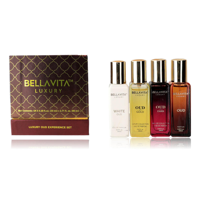 Bellavita 4-piece luxury experience set for unisex, featuring elegant physical products in a sleek design.