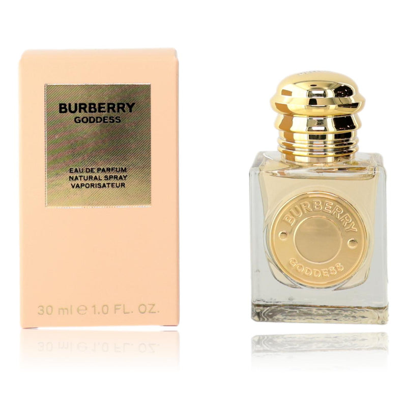 Burberry Goddess 1 oz women’s eau de parfum spray with elegant bottle and floral design.