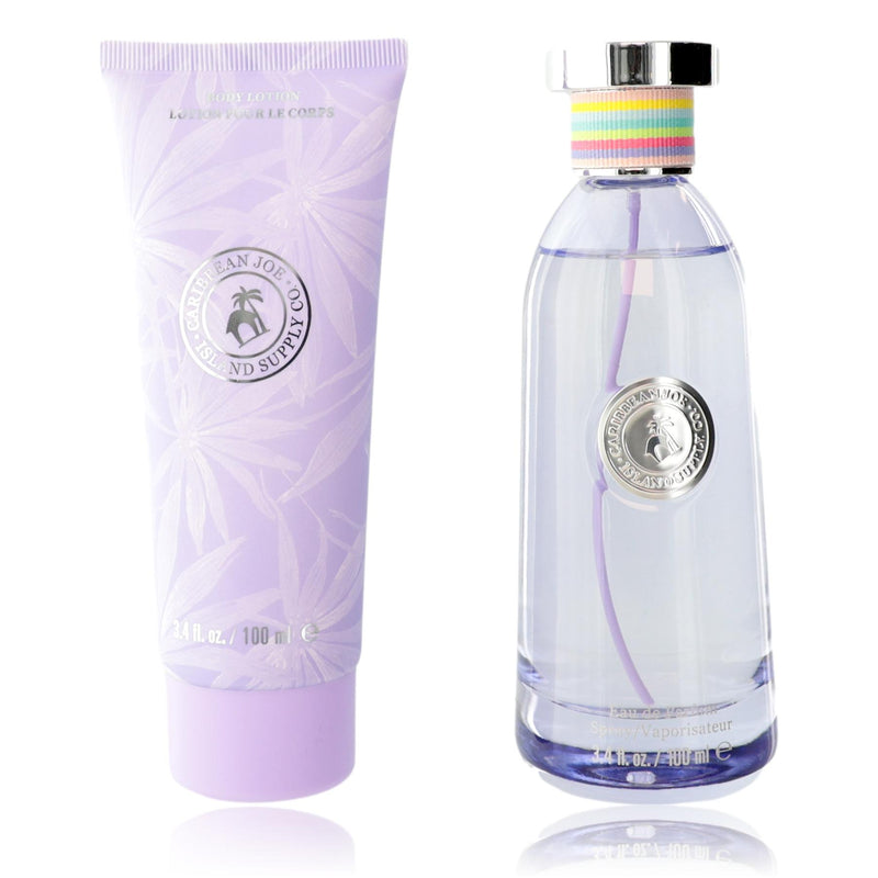 Caribbean Joe Island Splash 2-piece gift set for women, includes a top and bottoms with tropical print and vibrant colors.