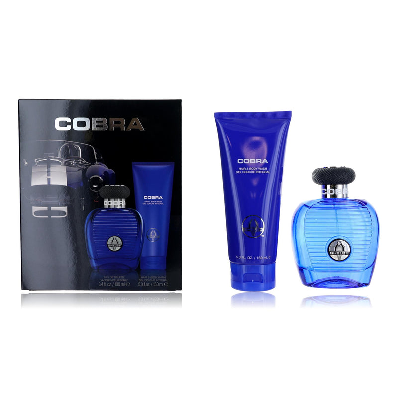 Cobra Blue Carroll Shelby 2-piece gift set for men, featuring a physical product with packaging and branding details.