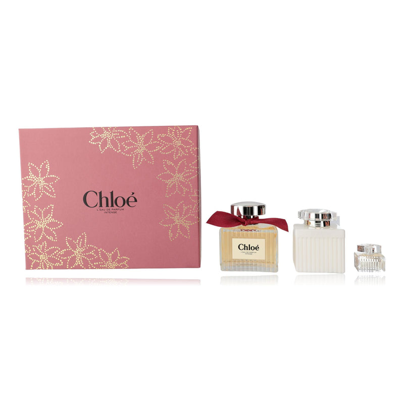 Chloe L'EDP Intense perfume gift set for women, featuring a bottle of Chloe fragrance and matching accessories.