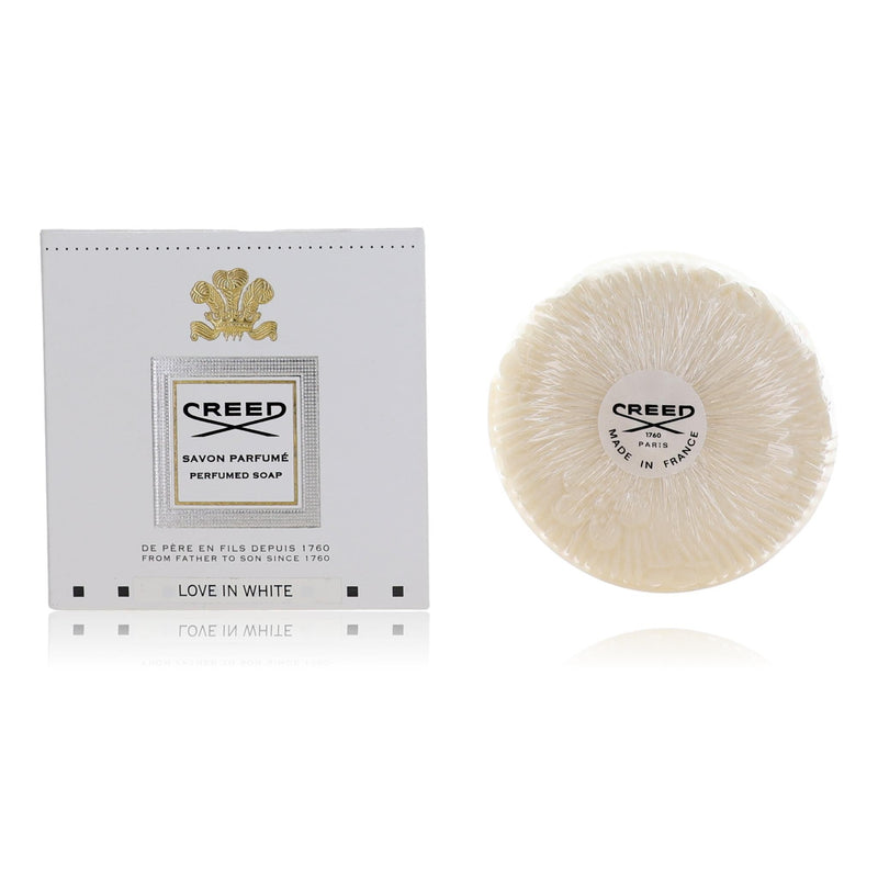 Creed Love in White perfumed soap for women, 5.3 oz, with elegant white packaging and floral scent details.
