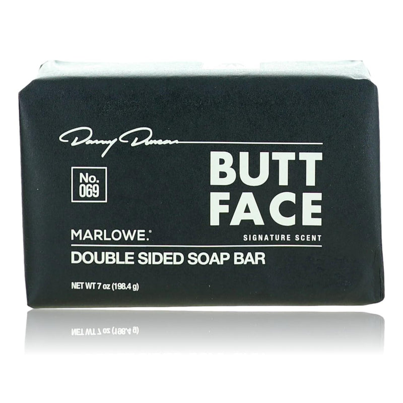 Marlowe Danny Duncan No. 069 Butt Face 7oz double-sided soap bar with signature scent, designed for men, shown in the image.