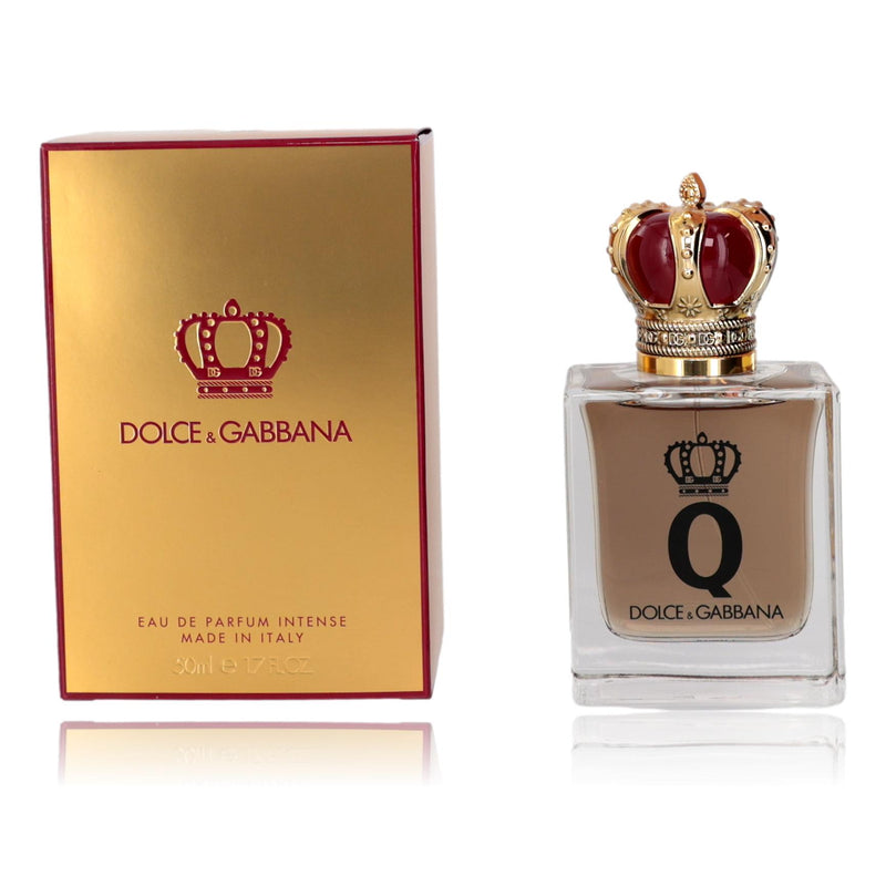 Dolce & Gabbana Q EDP Intense Spray for Women, 1.7 oz bottle, with elegant packaging and floral fragrance design.
