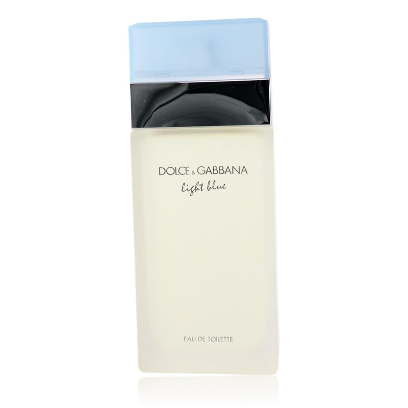 Light Blue Dolce & Gabbana 3.3 oz women’s EDT spray tester bottle, featuring a light blue cap and elegant packaging.