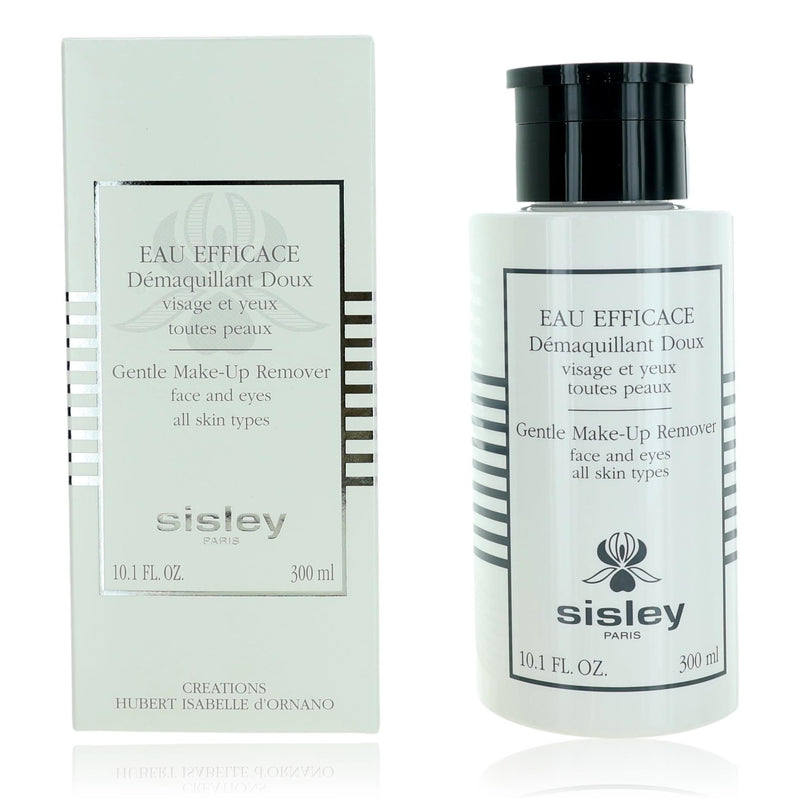 Sisley Eau Efficace gentle makeup remover in a 10.1oz bottle, designed for delicate skin, shown in the image.