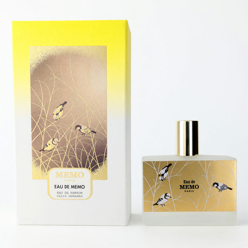 Memo Paris Eau de Memo unisex 3.3 oz EDP spray bottle with sleek packaging and elegant design.