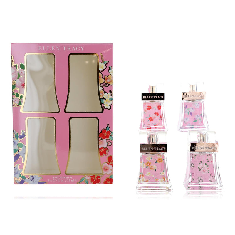 Ellen Tracy 4-piece floral set for women, includes various fabric items with colorful floral patterns and elegant designs.