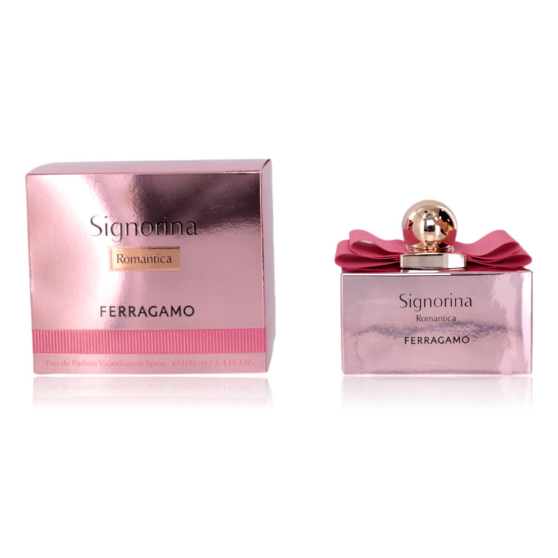Salvatore Ferragamo Signorina Romantica 3.4 oz EDP spray for women, elegant glass bottle with floral design