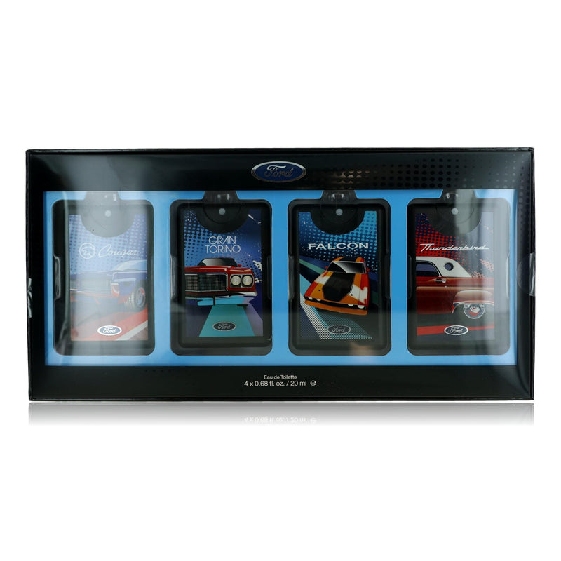 Ford Mustang Legacy 4-piece gift set for men, includes physical accessories featuring Mustang logo and branding.