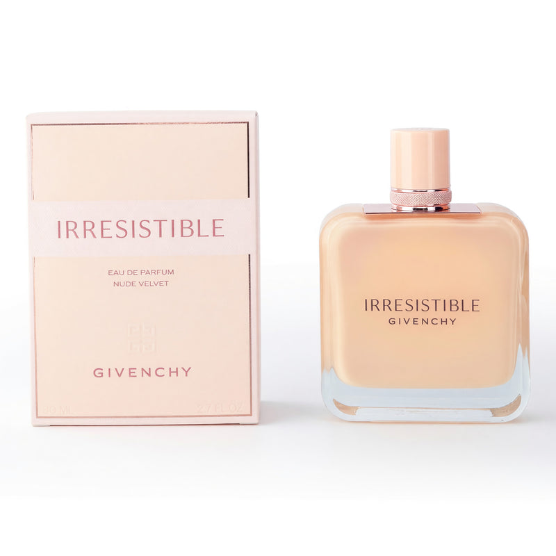 Givenchy Irresistible Nude Velvet 2.7 oz EDP spray for women, elegant bottle with a soft, nude velvet finish.