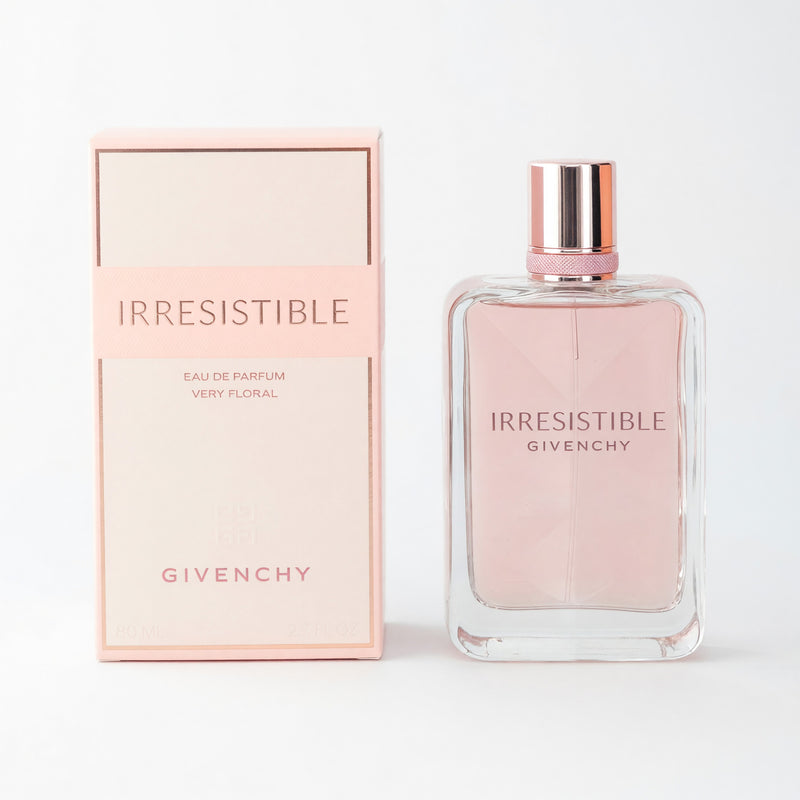 Givenchy Irresistible Very Floral 2.7 oz Eau de Parfum spray for women, featuring floral fragrance and elegant bottle design