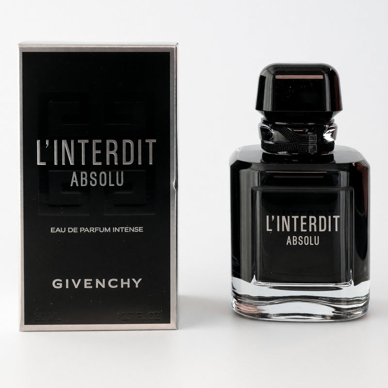 Givenchy L'Interdit Absolu 2.7 oz Eau de Parfum Intense spray for women, elegant bottle with floral and oriental design