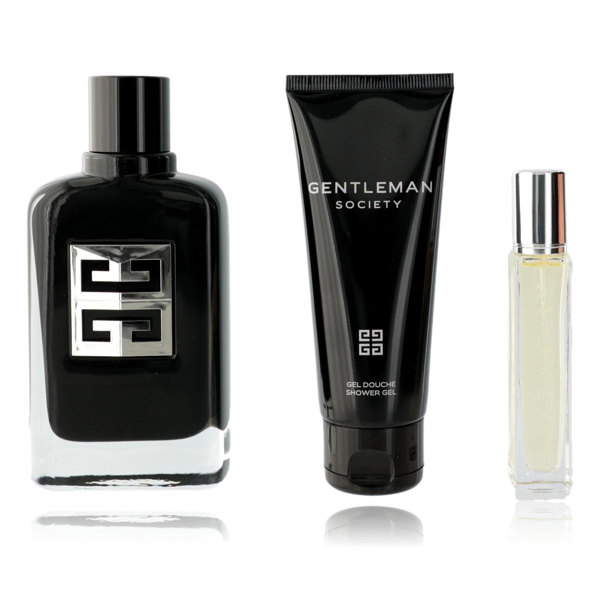Gentleman Society Givenchy 3-piece men's set including grooming products with sleek packaging and elegant design.