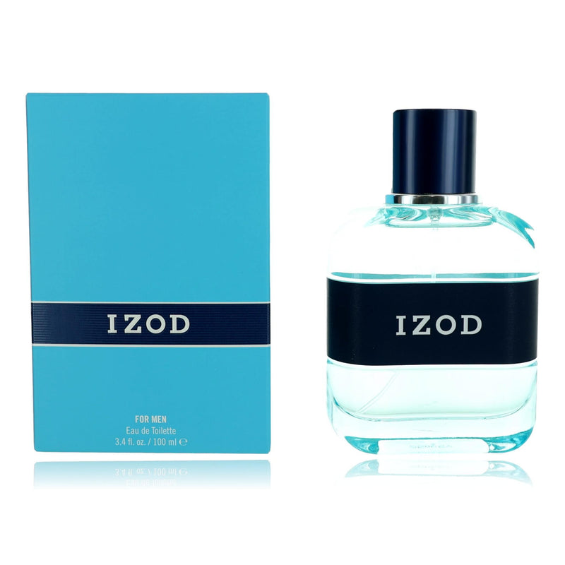 Izod Breeze men's 3.4 oz EDT spray bottle with sleek design, featuring the Izod logo and a clear cap.