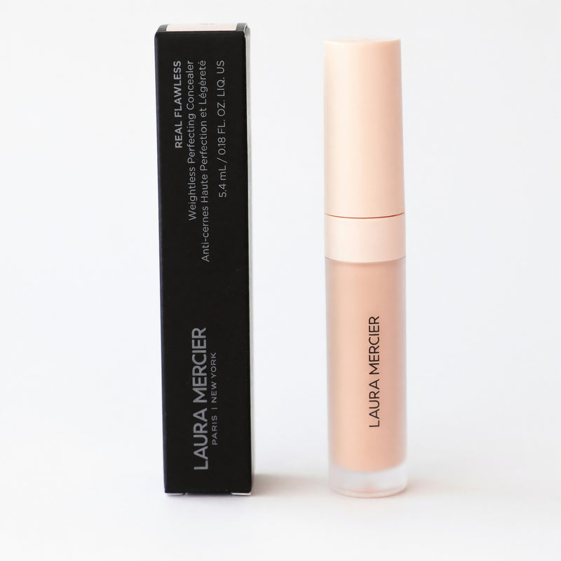 Laura Mercier Real Flawless Weightless Perfecting Concealer in 0N1, physical makeup product with smooth application and natural finish.